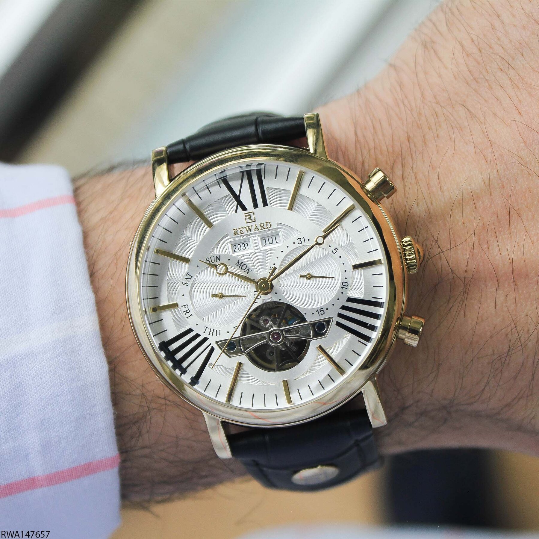 Reward RWA147657 Deri Kordonlu Otomatik Erkek Kol Saati