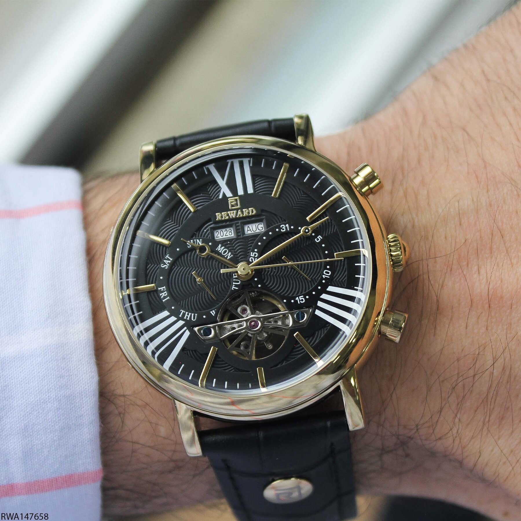 Reward RWA147658 Deri Kordonlu Otomatik Erkek Kol Saati