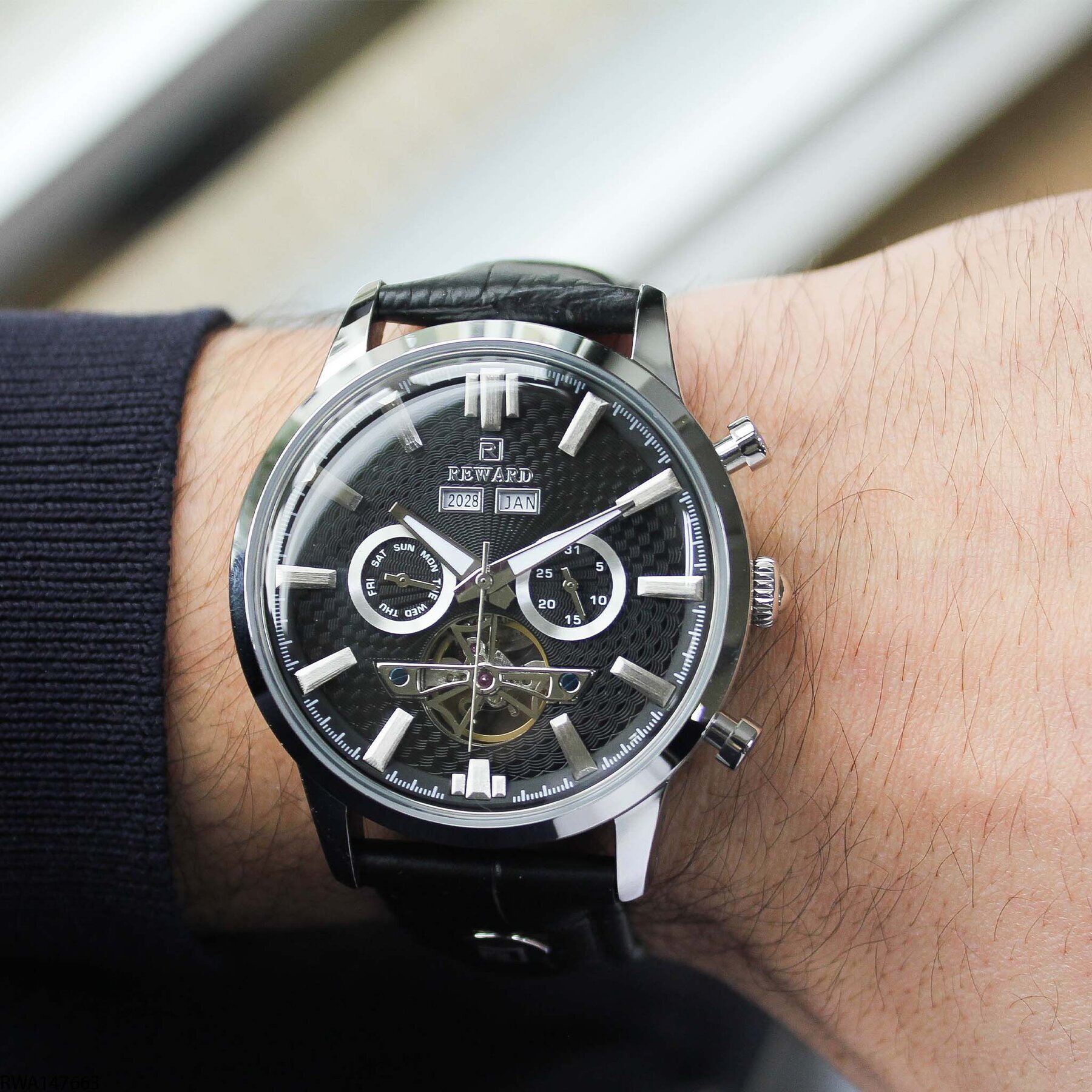 Reward RWA147663 Deri Kordonlu Otomatik Erkek Kol Saati