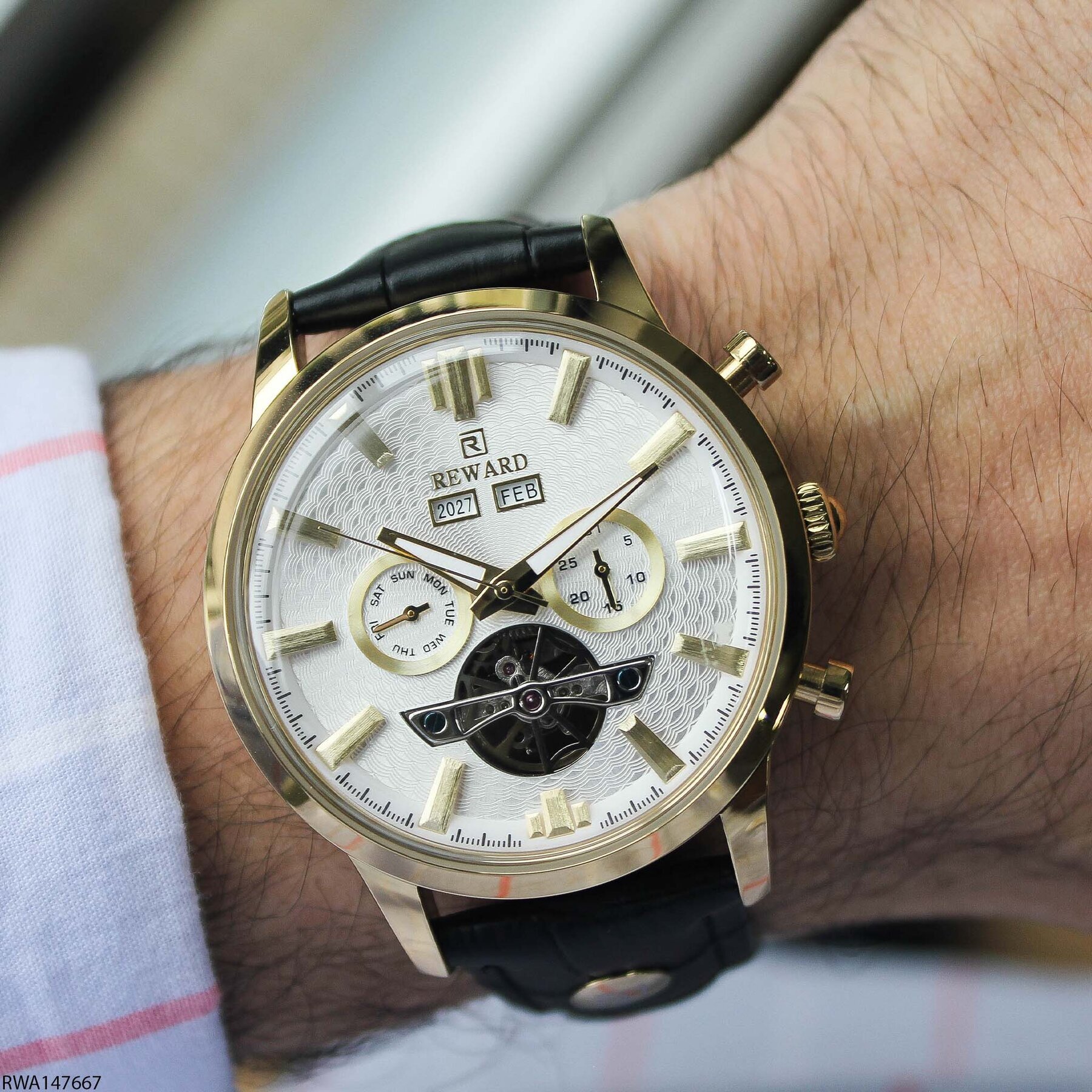 Reward RWA147667 Deri Kordonlu Otomatik Erkek Kol Saati