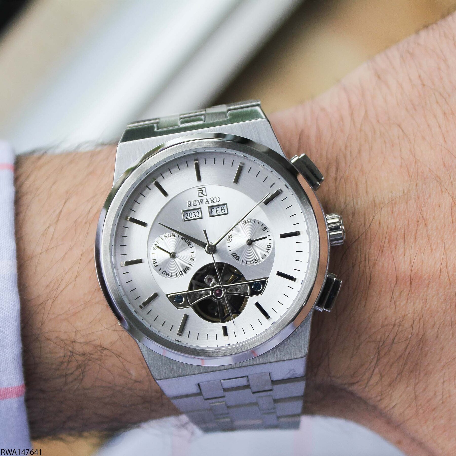 Reward RWA147691 Çelik Kordonlu Otomatik Erkek Kol Saati