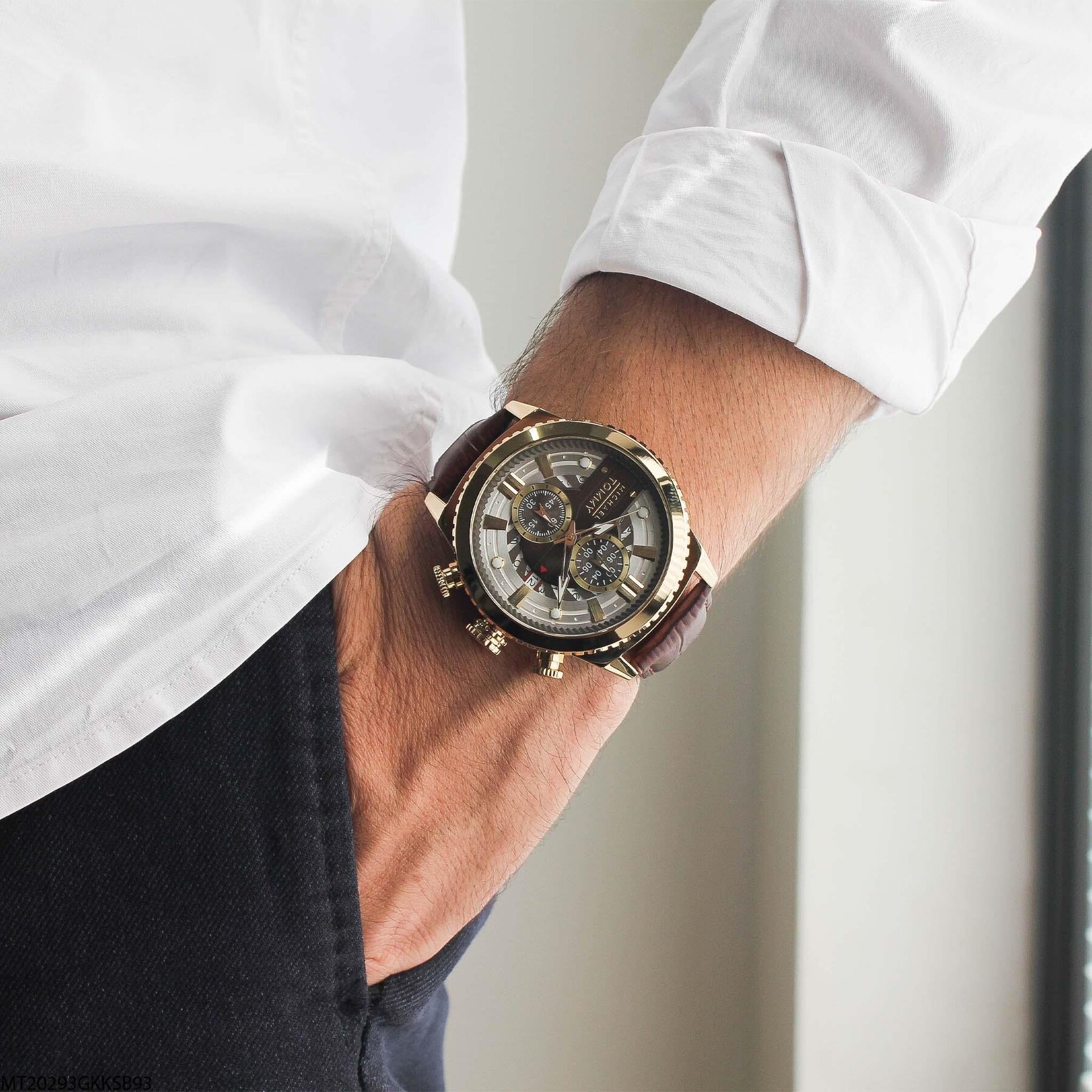 Michael Tommy MT20293GKKSB93 Deri Kordonlu Erkek Kol Saati