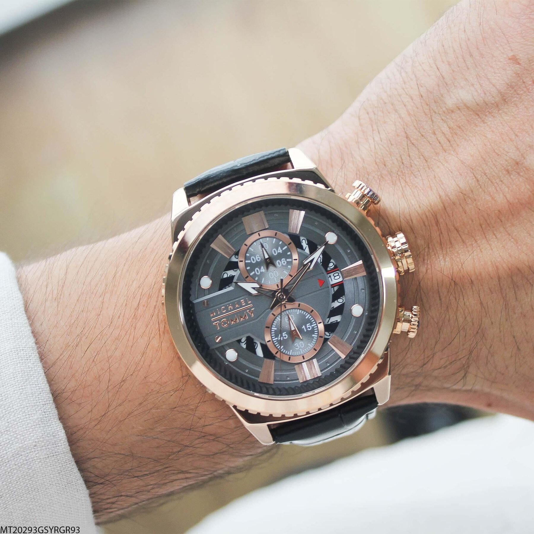 Michael Tommy MT20293GSYRGR93 Deri Kordonlu Erkek Kol Saati