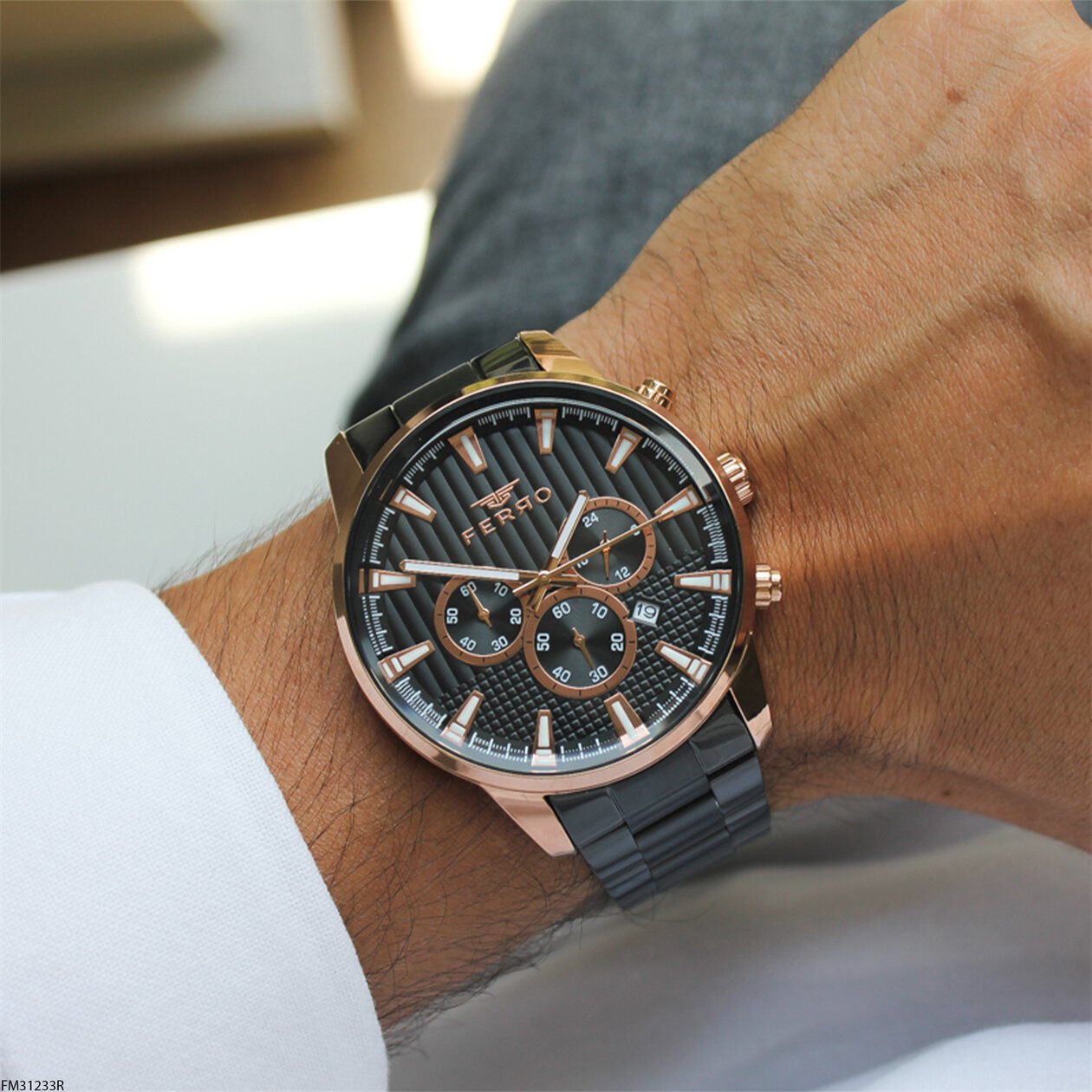 Ferro FM31233R-1 Çelik Kordonlu Erkek Kol Saati