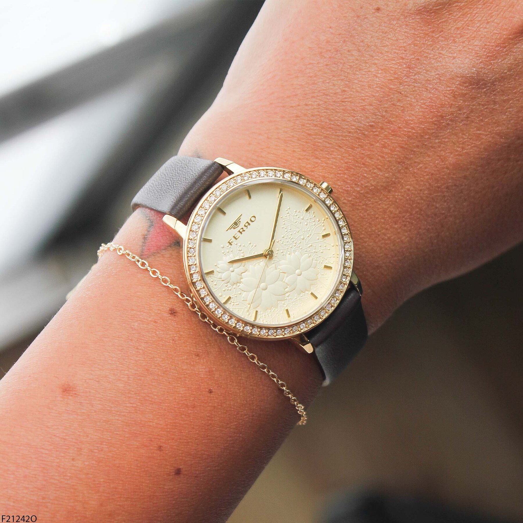 Ferro F21242O Leather Strap Women Watch