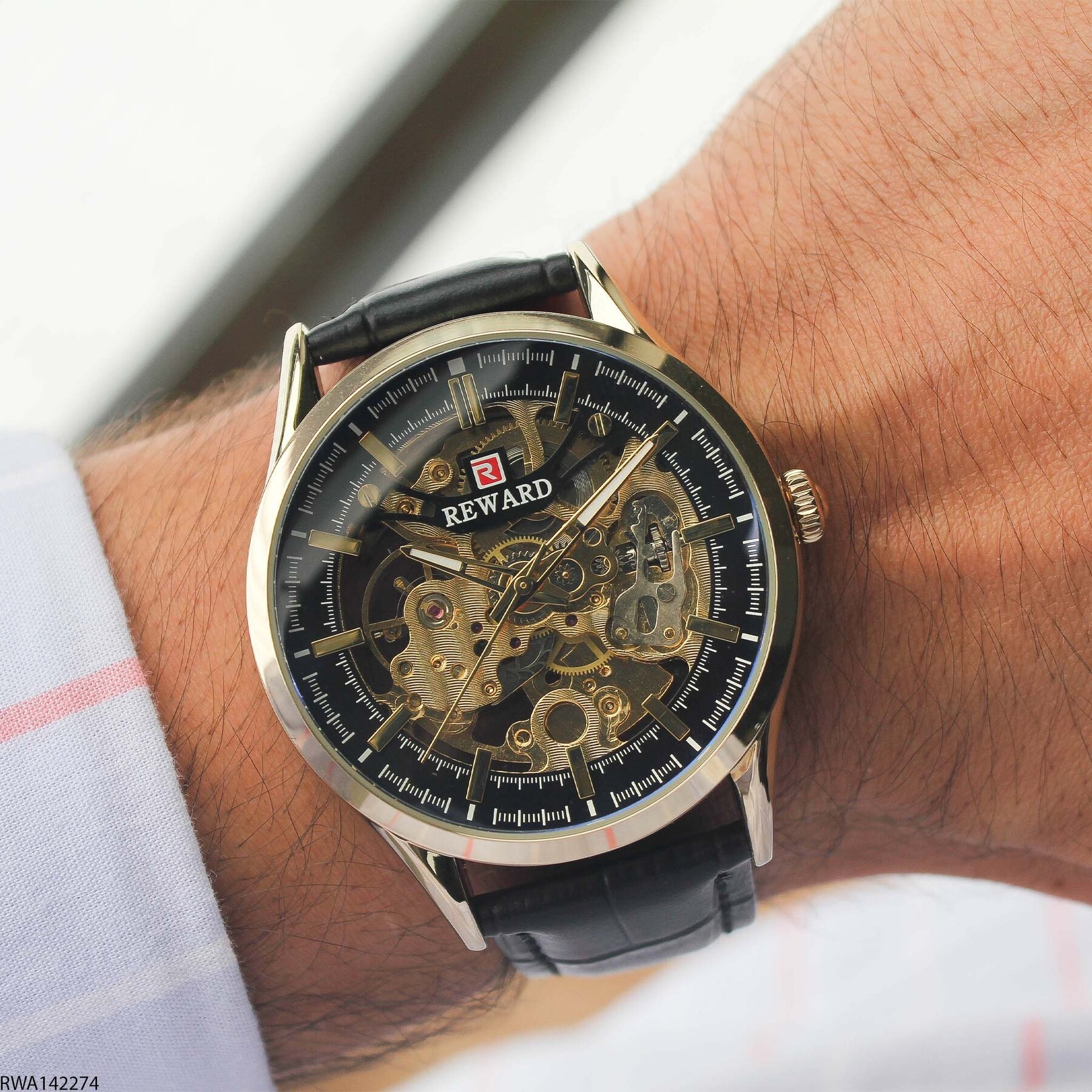 Reward RWA142274 Deri Kordonlu Otomatik Erkek Kol Saati