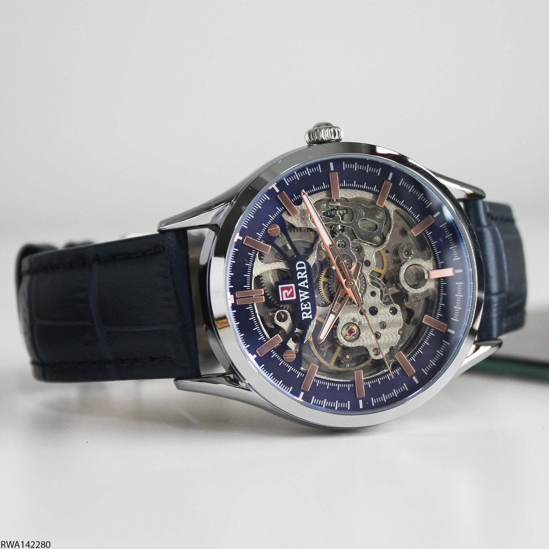 Reward RWA142280 Leather Strap Automatic Men Watch