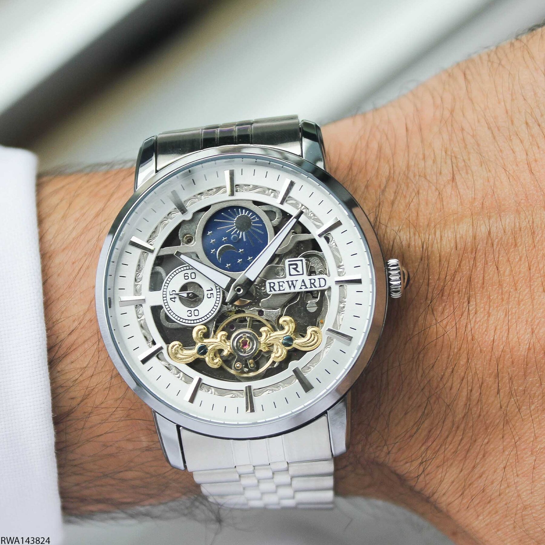 Reward RWA143824 Çelik Kordonlu Otomatik Erkek Kol Saati