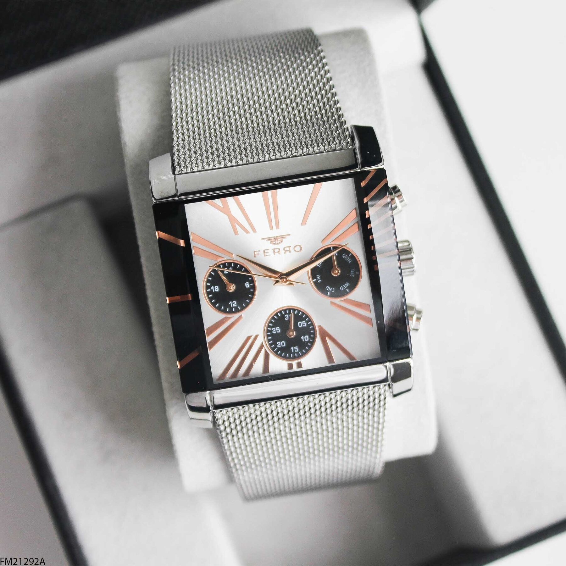 Ferro FM21292A Çelik Hasır Kordonlu Erkek Kol Saati