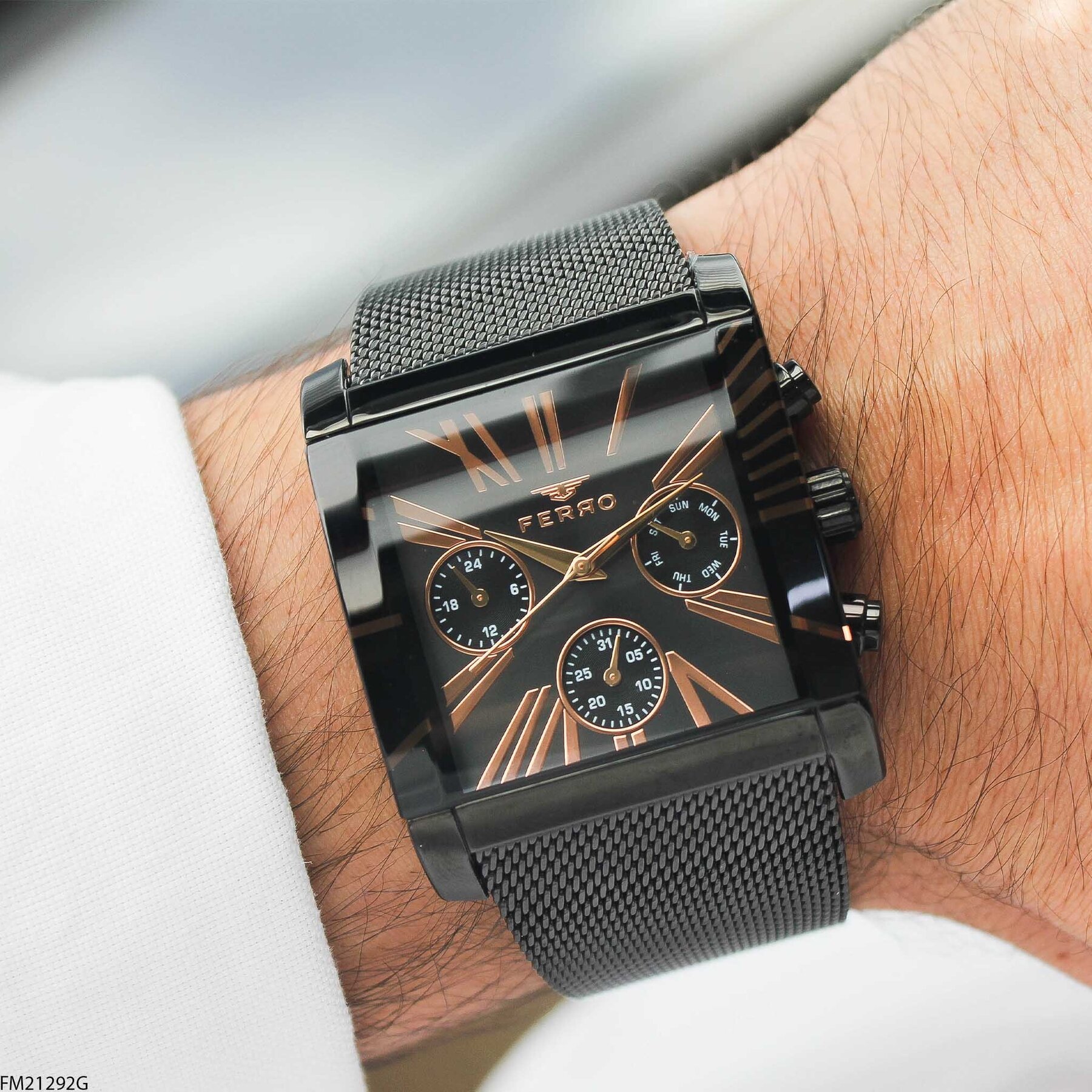 Ferro FM21292G Çelik Hasır Kordonlu Erkek Kol Saati