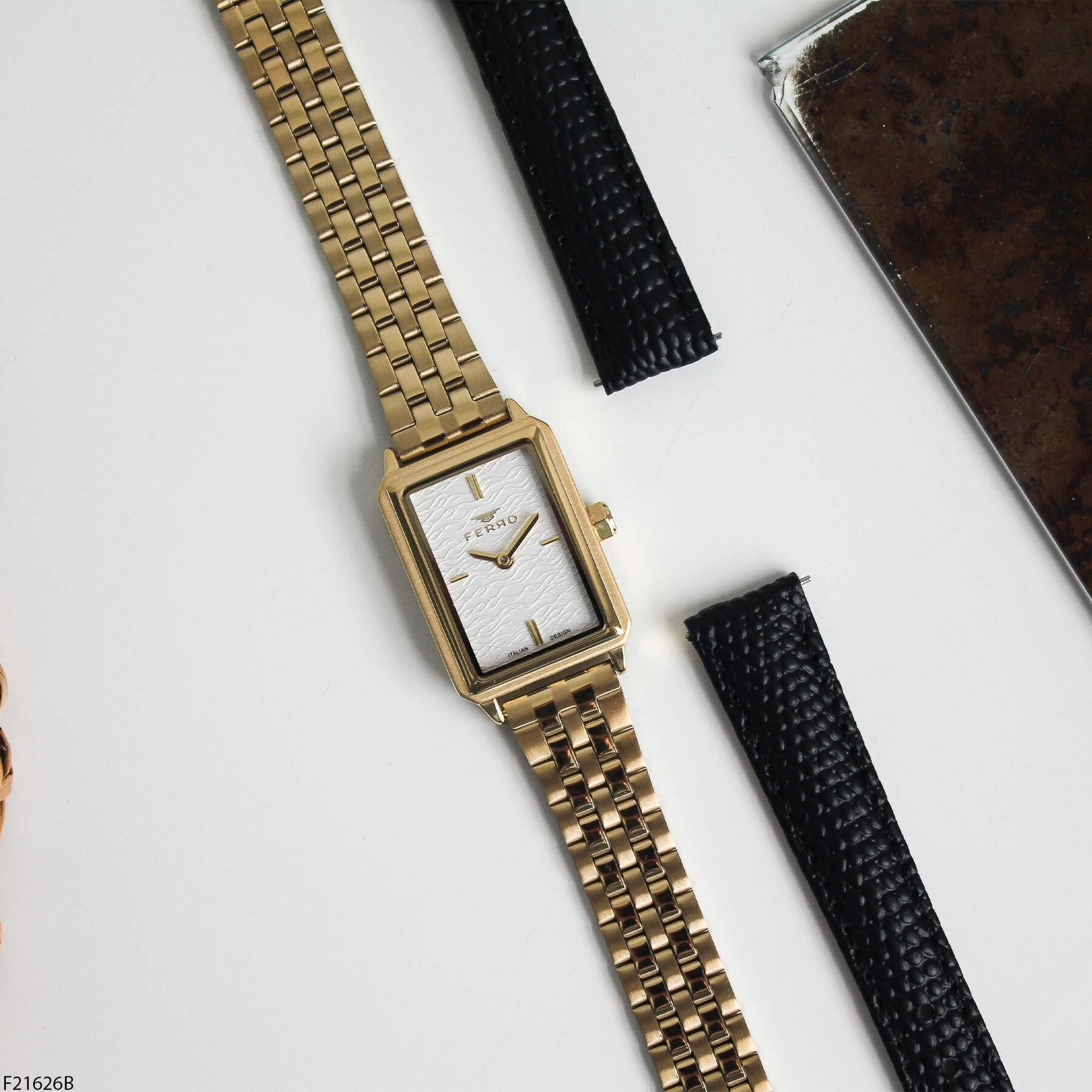 Ferro F21626B Çelik Kordonlu Kadın Kol Saati Kordon Hediyeli